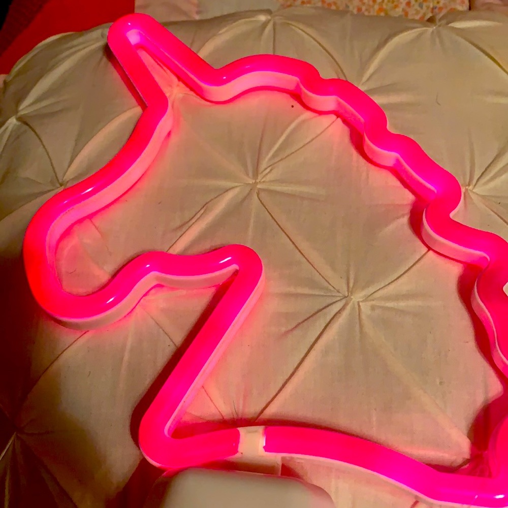 Neon pink unicorn light